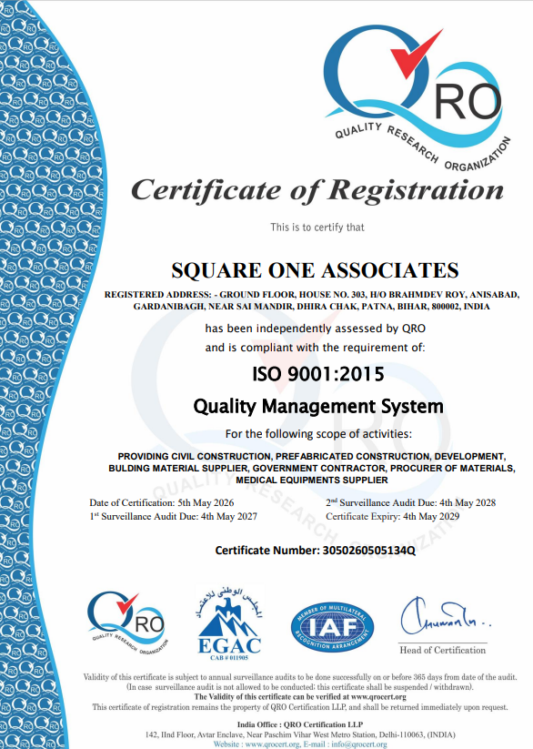SquareOne Associates Certificate
